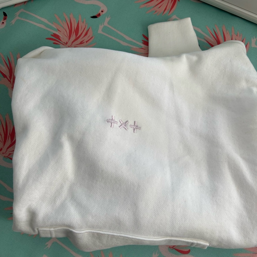 White Polo Collar Hoodie with Subtle Embroidery